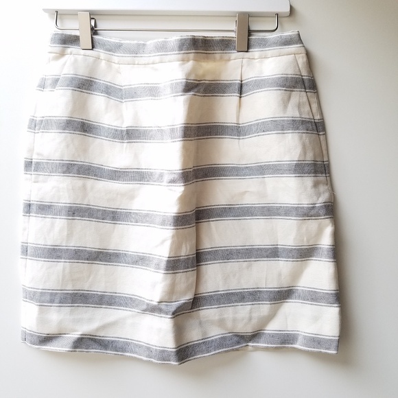 J.CREW Salon Mini in stripe Linen mini skirt  Size 4 - Picture 1 of 5